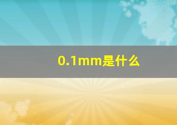 0.1mm是什么