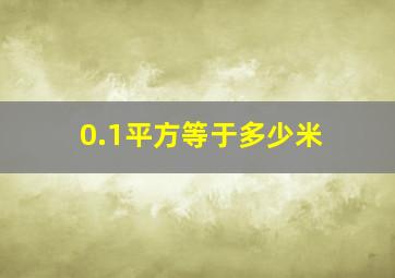 0.1平方等于多少米