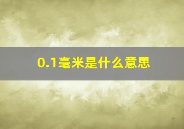 0.1毫米是什么意思