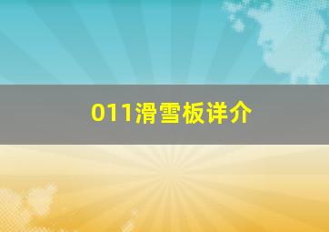 011滑雪板详介