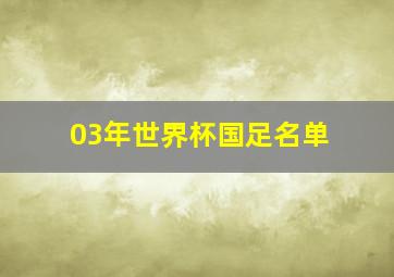 03年世界杯国足名单