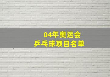 04年奥运会乒乓球项目名单