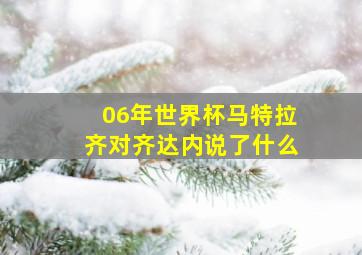 06年世界杯马特拉齐对齐达内说了什么