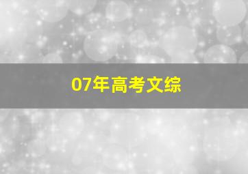 07年高考文综