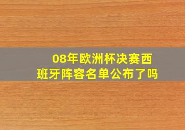 08年欧洲杯决赛西班牙阵容名单公布了吗