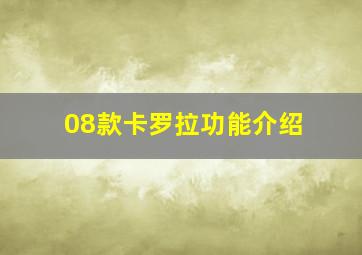 08款卡罗拉功能介绍