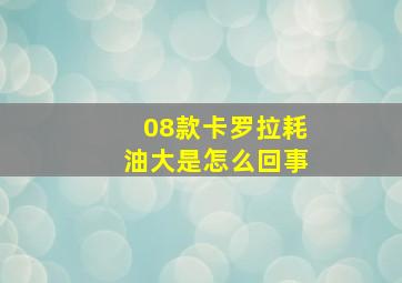 08款卡罗拉耗油大是怎么回事