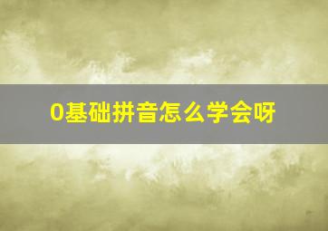 0基础拼音怎么学会呀