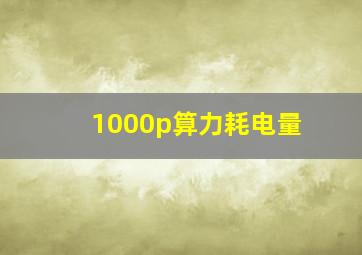 1000p算力耗电量