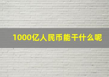 1000亿人民币能干什么呢