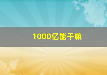 1000亿能干嘛