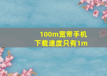 100m宽带手机下载速度只有1m