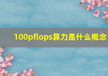 100pflops算力是什么概念