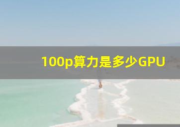 100p算力是多少GPU