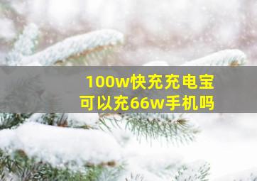 100w快充充电宝可以充66w手机吗