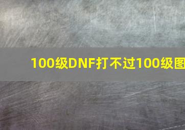 100级DNF打不过100级图