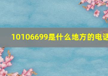 10106699是什么地方的电话