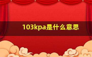 103kpa是什么意思