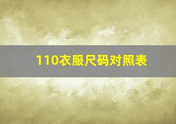 110衣服尺码对照表