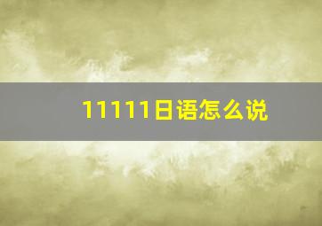 11111日语怎么说