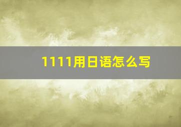 1111用日语怎么写