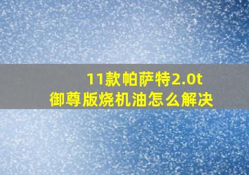 11款帕萨特2.0t御尊版烧机油怎么解决