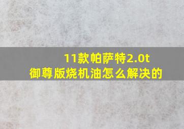 11款帕萨特2.0t御尊版烧机油怎么解决的