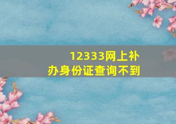 12333网上补办身份证查询不到