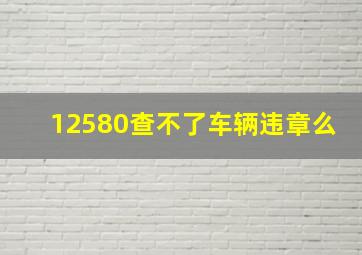 12580查不了车辆违章么