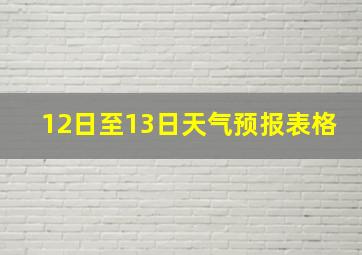 12日至13日天气预报表格