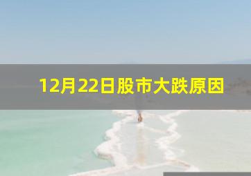 12月22日股市大跌原因