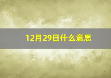 12月29日什么意思