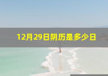 12月29日阴历是多少日