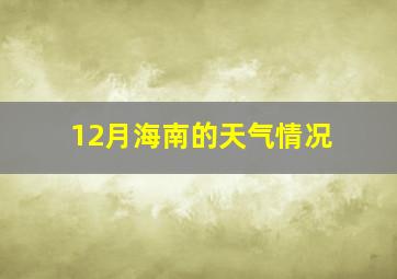 12月海南的天气情况