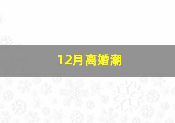 12月离婚潮