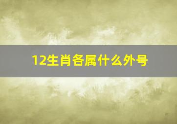 12生肖各属什么外号