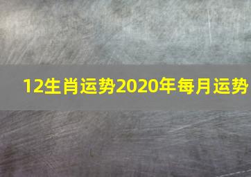 12生肖运势2020年每月运势