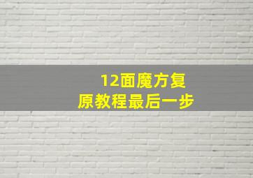 12面魔方复原教程最后一步