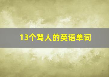 13个骂人的英语单词