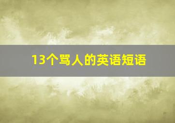 13个骂人的英语短语