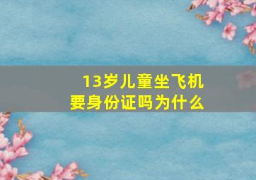 13岁儿童坐飞机要身份证吗为什么