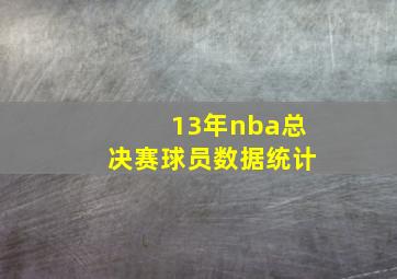 13年nba总决赛球员数据统计