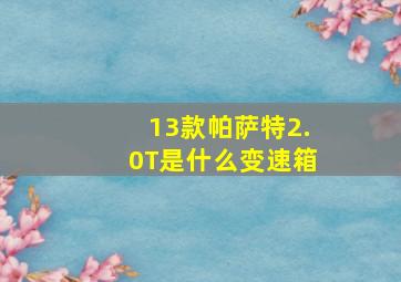 13款帕萨特2.0T是什么变速箱