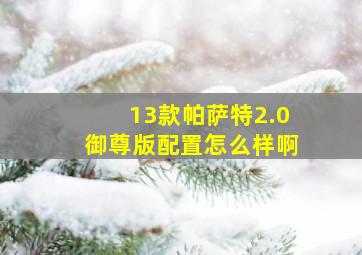 13款帕萨特2.0御尊版配置怎么样啊