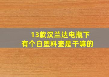 13款汉兰达电瓶下有个白塑料壶是干嘛的