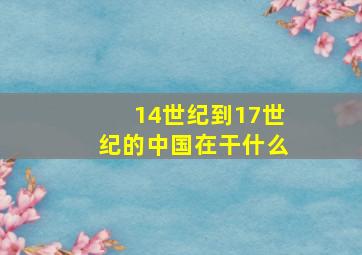 14世纪到17世纪的中国在干什么