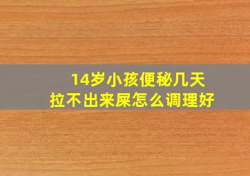 14岁小孩便秘几天拉不出来屎怎么调理好