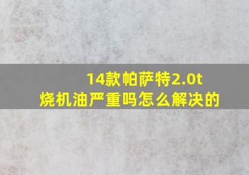 14款帕萨特2.0t烧机油严重吗怎么解决的