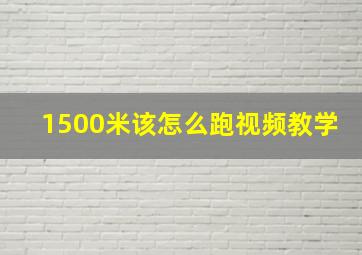 1500米该怎么跑视频教学