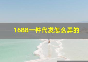 1688一件代发怎么弄的